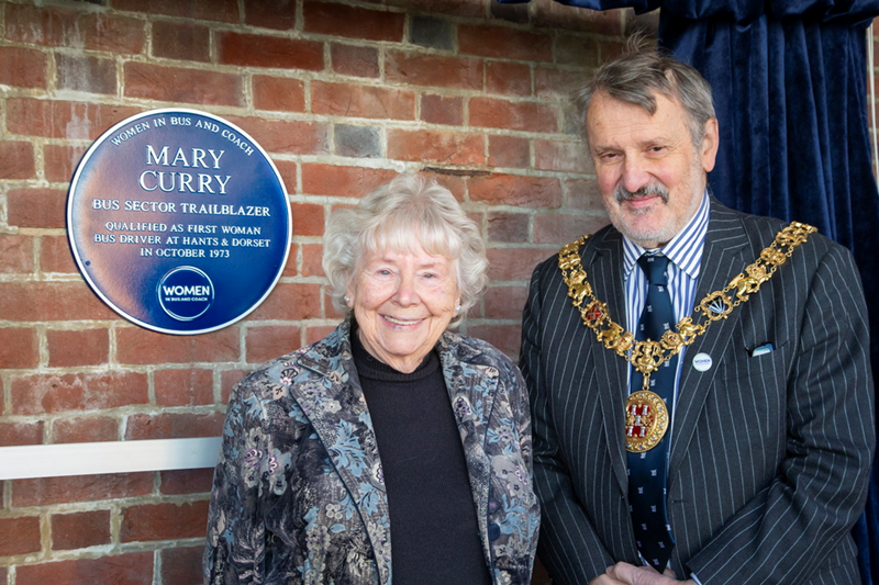 Mary Curry with the Mayor of Winchester Cllr Russell Gordon-Smith